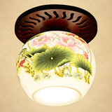 中国风古典实木陶瓷吸顶灯新中式阳台过道灯温馨古典个性创意灯饰