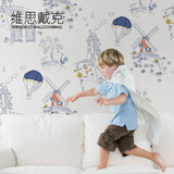 维思戴克 热气球 儿童房墙纸壁画进口环保壁纸温馨卧室男女卡通