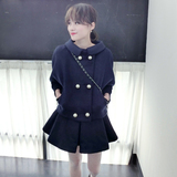 2015韩版秋冬装大码女装胖MM毛呢外套套装加肥加大呢子短裙两件套