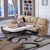 美菲莱真皮欧式沙发床大小户型客厅转角皮艺头等组合舱功能沙发床