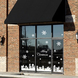 圣诞节装饰橱窗墙贴纸贴画merry christmas文字大幅 圣诞雪花城市