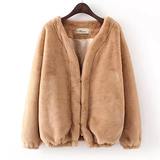 2015韩国东大门冬季新款仿兔毛时尚皮草保暖长袖修身短款外套女