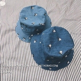 韩国米奇牛仔渔夫帽子女春夏季休闲户外防晒盆帽可折叠遮太阳帽潮