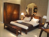 A专柜家家具 卧室中式双人床100%全实木大床1.5 1.8 木色天香F004