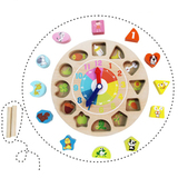 木制儿童智力形状配对婴幼儿积木数字时钟3岁宝宝益智力玩具1-2岁