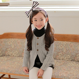 2015秋韩国女童毛衣外贸圆领中大童麻花针织衫小孩开衫儿童装外套
