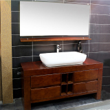 浴室柜落地组合中式橡木实木大盆台上盆定做洗手台洗脸柜子特价04