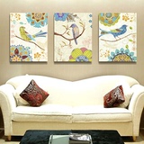 客厅美式装饰画乡村复古沙发背景墙卧室挂画壁画版画花鸟现代无框