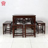 红木八仙桌中式明清家具方茶台 红酸枝木正方形餐桌椅仿古四方桌