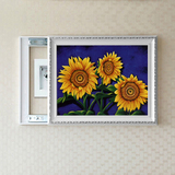 向日葵花卉装饰画强电配电表箱墙壁挂画过道玄关客厅餐厅电闸遮挡