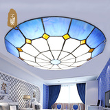 子兰地中海吸顶灯蒂凡尼LED客厅灯卧室灯阳台灯圆形创意个性灯饰