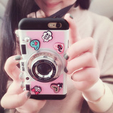 韩国创意照相机iPhone6s手机壳硅胶6Plus手机壳挂绳女软壳6保护套