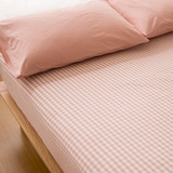 日式水洗棉格子床单床笠单件良品风宜家1.2/1.5/1.8米单双人床套