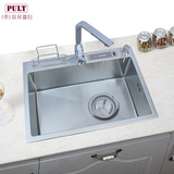 PULT 韩国款式厨房洗菜盆 食品级304不锈钢水槽单槽 洗手水斗加厚
