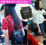 韩国定制女包 复古小香菱格链条双肩包 辣妈必备实用背包旅游背包