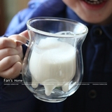 Fan zakka teatime创意玻璃牛奶杯奶牛杯透明时尚早餐水杯果汁杯