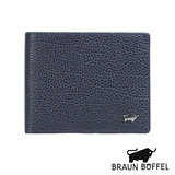 BRAUN BUFFEL 路易系列8卡透明窗零钱袋压纹短夹（蓝色）