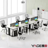 黑色蝴蝶造型简约现代时尚工作位员工办公电脑桌钢木组合家具定制