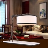 欢喜新中式铁艺树枝台灯创意布罩现代设计客厅卧室灯书房装饰台灯