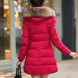 2015秋冬新款大毛领大码羽绒棉服韩版女装修身中长款棉衣加厚外套