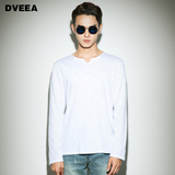 DVEEA男装2016春装新款长袖竹节棉T恤薄款修身纯色男士纯棉打底衫