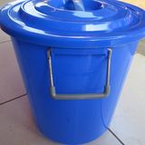 加厚圆形塑料环卫垃圾桶工业水蓝白桶大号小区物业餐厅垃圾筒包邮