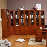 全实木书柜转角书柜香樟木实木家具复古中式2门3门书柜送货安装