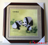 苏州刺绣挂画熊猫手工刺绣精品画送外国人礼物天伦之乐熊猫包邮画