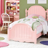 特价欧式男女孩儿童床 桦木家具美式公主床1.2米粉色实木床单人床