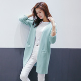 2016秋装新款韩版中长款纯色毛衣女式休闲时尚长袖针织衫开衫外套