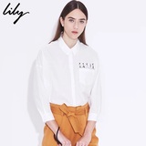 ￼ Lily2016夏新款女装商务休闲OL纯色七分袖衬衫116210C4202