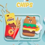 现货韩国line布朗熊薯条汉堡6s手机壳6plus全包手机硅胶软壳