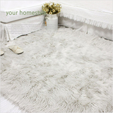 韩国代购进口客厅卧室/超细纤维冬季长毛皮草防滑地毯地垫/浅灰色