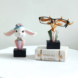 创意个性眼镜架摆件桌面装饰工艺品鹿可爱兔子书房办公室时尚礼品