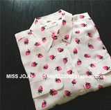 16夏季新款 法国衬衫世家E*水果草莓印花真丝衬衣对花长袖衬衫女