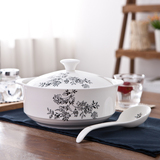 陶瓷面碗汤碗餐具套装韩式创意家用陶瓷碗品锅汤锅汤煲带盖大汤碗