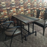美式复古铁艺水管酒吧桌椅咖啡厅桌椅休闲奶茶店餐厅桌椅实木餐桌