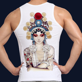 中国风个性印花 夏季男士跨栏背心白色纯棉修身型运动打底背心