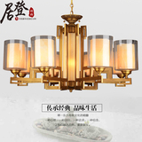 新中式吊灯现代全铜客厅灯具欧式创意别墅餐厅书房奢华玉石灯饰