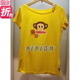 大嘴猴【4折】专柜正品代购13年夏女式一字领短袖T恤PFTE132668L
