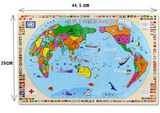 大号磁性世界地图地理教具儿童积木质立体拼图益智玩具2-10岁