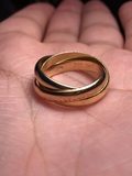 个人二手真品Cartier卡地亚宽版TRINITY18K三色金三环戒指
