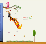 迪士尼正品贴纸墙贴防水 小熊维尼荡秋千 儿童房幼儿园装饰墙贴画