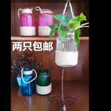 创意欧式工艺品客厅摆件插花绿萝富贵竹水培植物盆栽悬挂玻璃花瓶