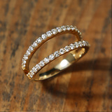 七彩珠宝 18k黄金钻石戒指 双排钻玫瑰金钻戒 38分钻石白金婚戒