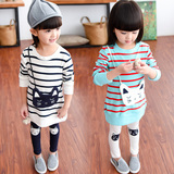 女童2016春装新款韩版宝宝儿童套装春秋款中长款卫衣打底裤两件套