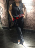 2016夏装新款韩版时尚修身女式黑色西装领连体裤长款1HH2065320