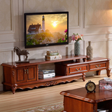 美式伸缩电视柜组合乡村田园电视柜茶几实木仿古新古典客厅家具