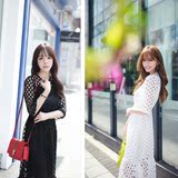 夏季韩版20zara16连衣裙女生女装修身蕾丝镂空中长款纯色裙子短袖