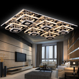 现代简约LED吸顶灯长方形大气客厅灯不锈钢调光水晶卧室餐厅灯具